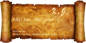 Köles József névjegykártya