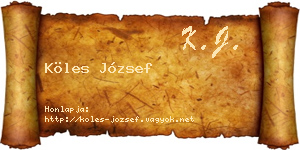 Köles József névjegykártya